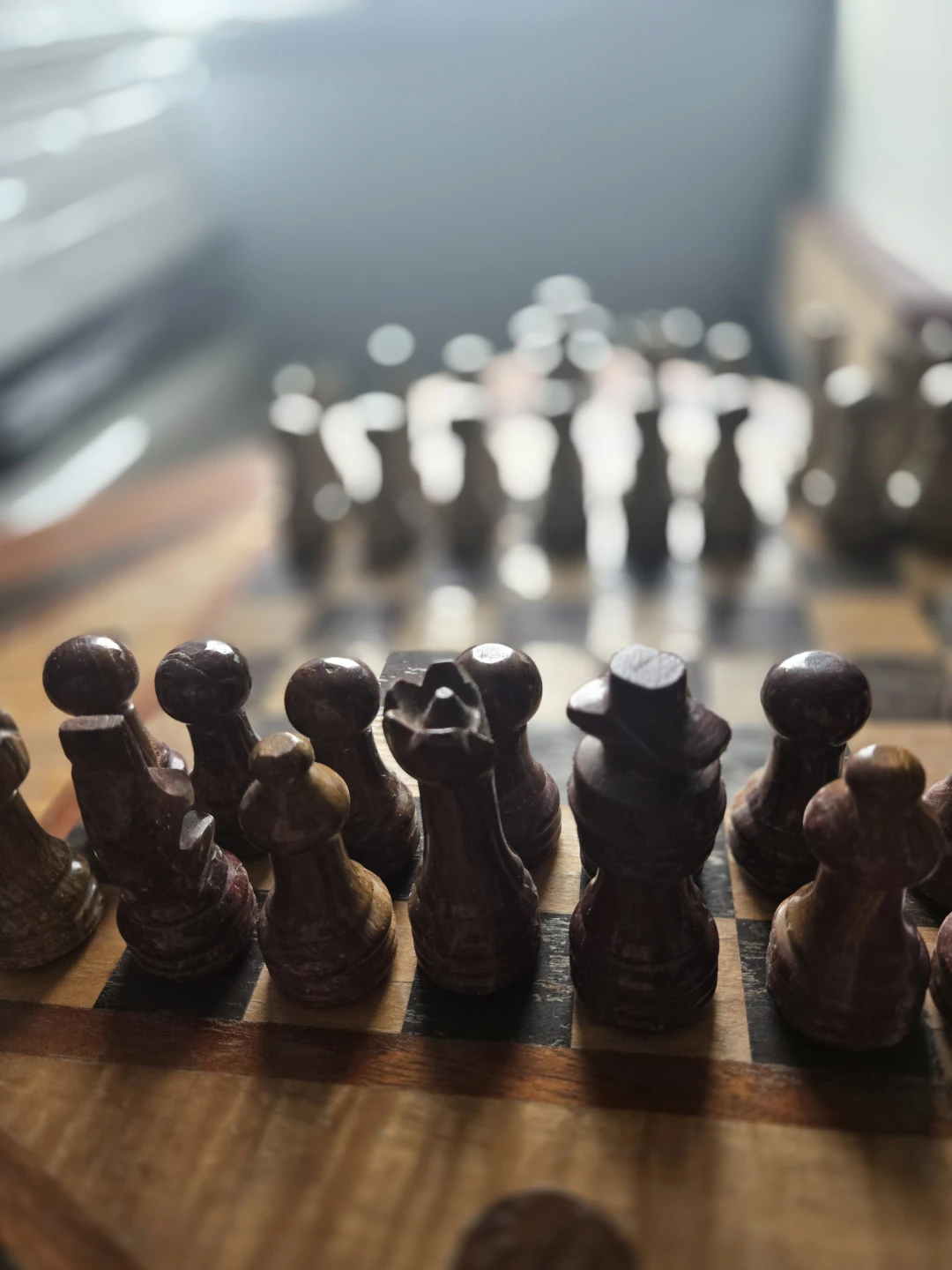 Vintage Marble Chess Set and Side Table with Game Board Top - photo 2