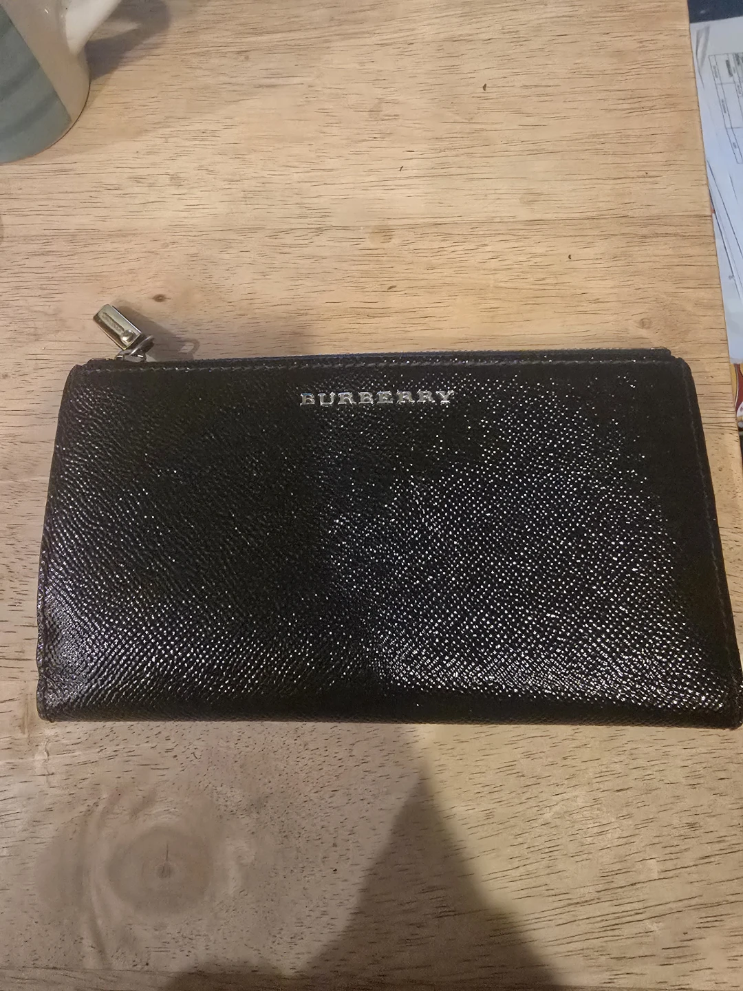 Burberry Black Leather Long Wallet