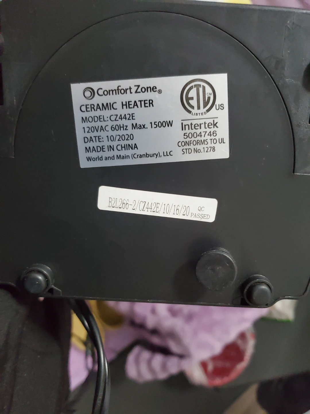 Comfort Zone CZ442E Ceramic Heater - photo 4