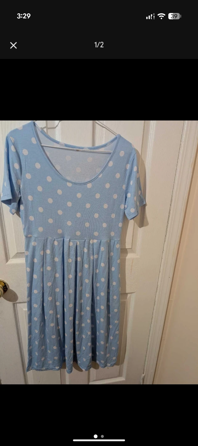 Blue and White Polka Dot Dress