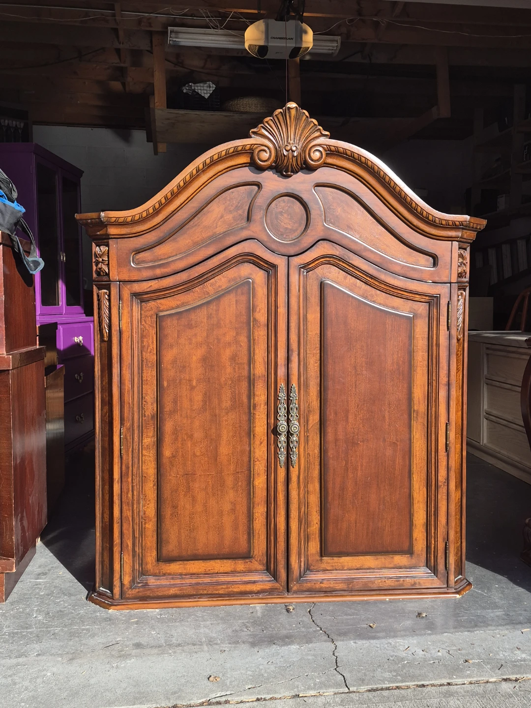 Ornate Wooden Armoire with Drawer Dresser Set - photo 3