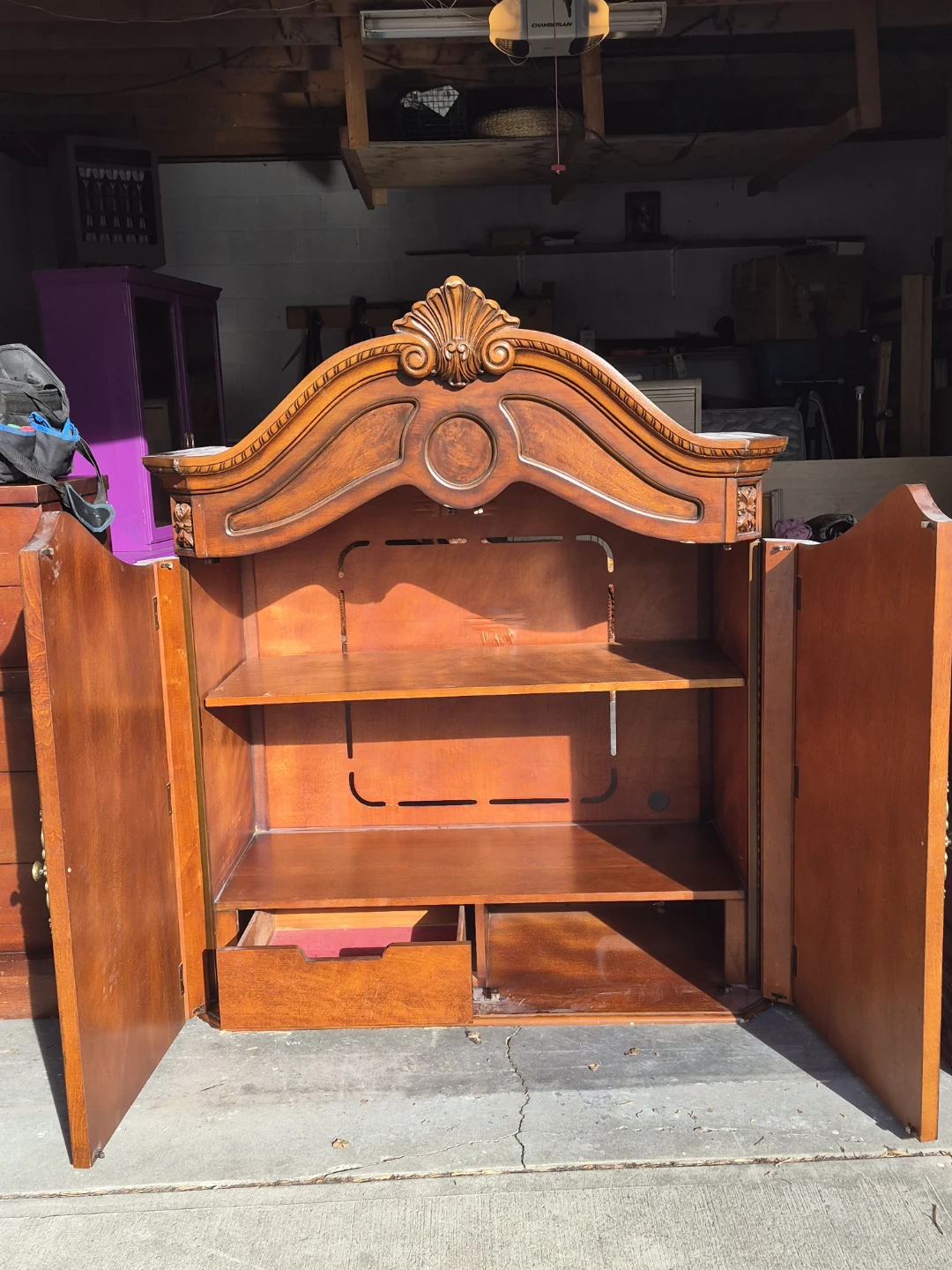 Ornate Wooden Armoire with Drawer Dresser Set - photo 4