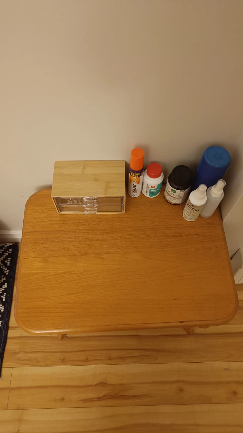 Wooden Side Table with Storage Baskets