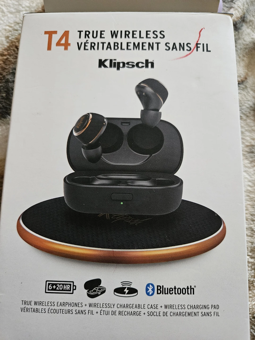 Klipsch T4 True Wireless Earbuds with Charging Case and Pad
