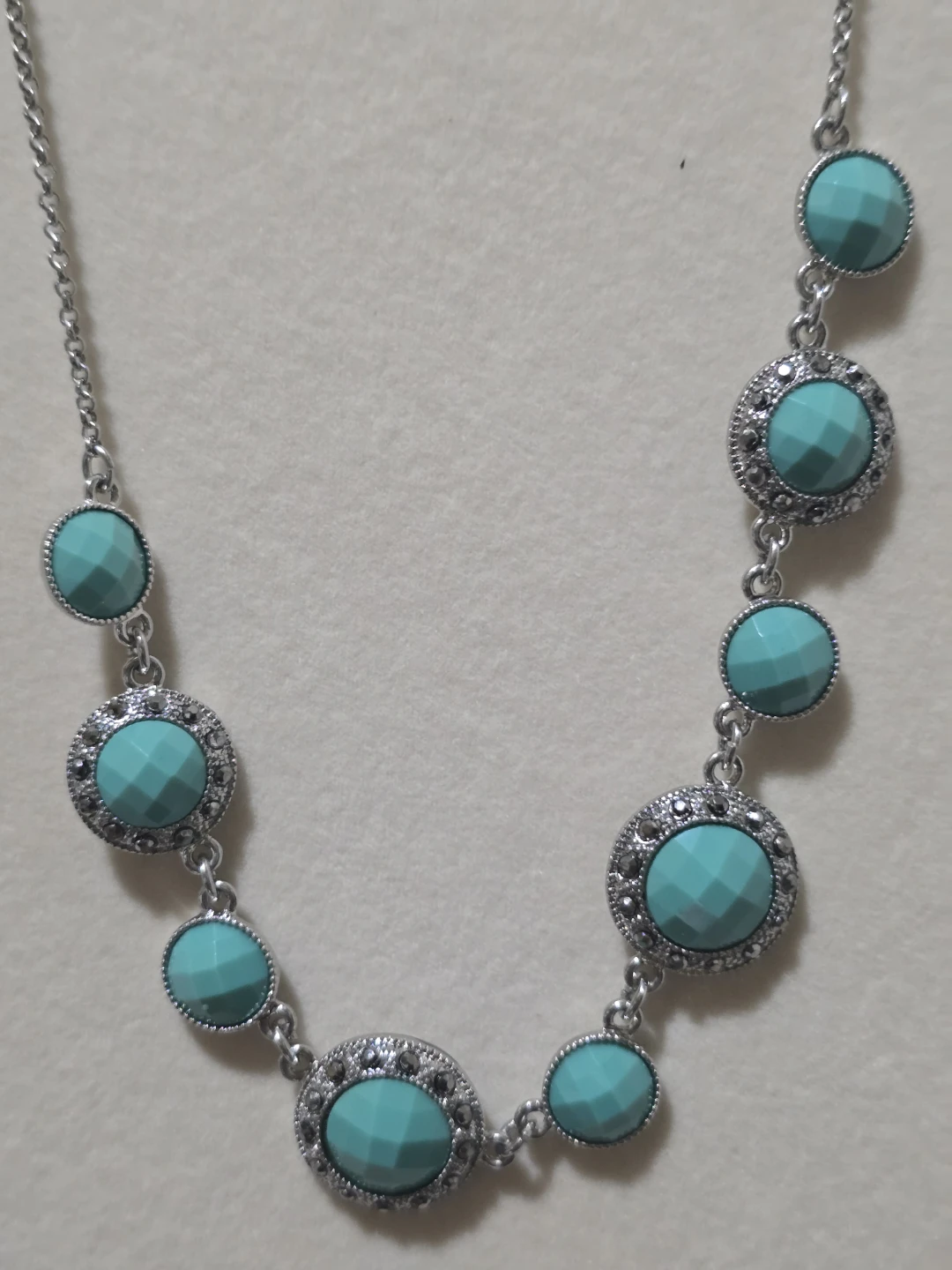 Monet Turquoise Beaded Necklace Silver Tone - photo 3