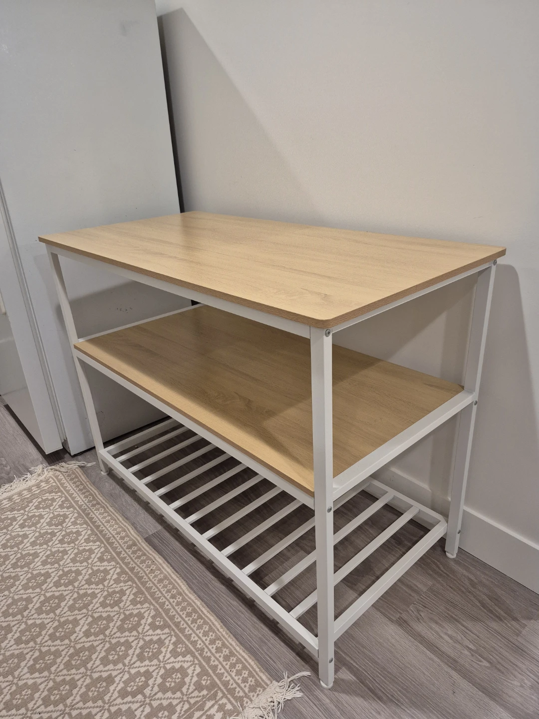 Two-Tier Wood and Metal Storage Shelf