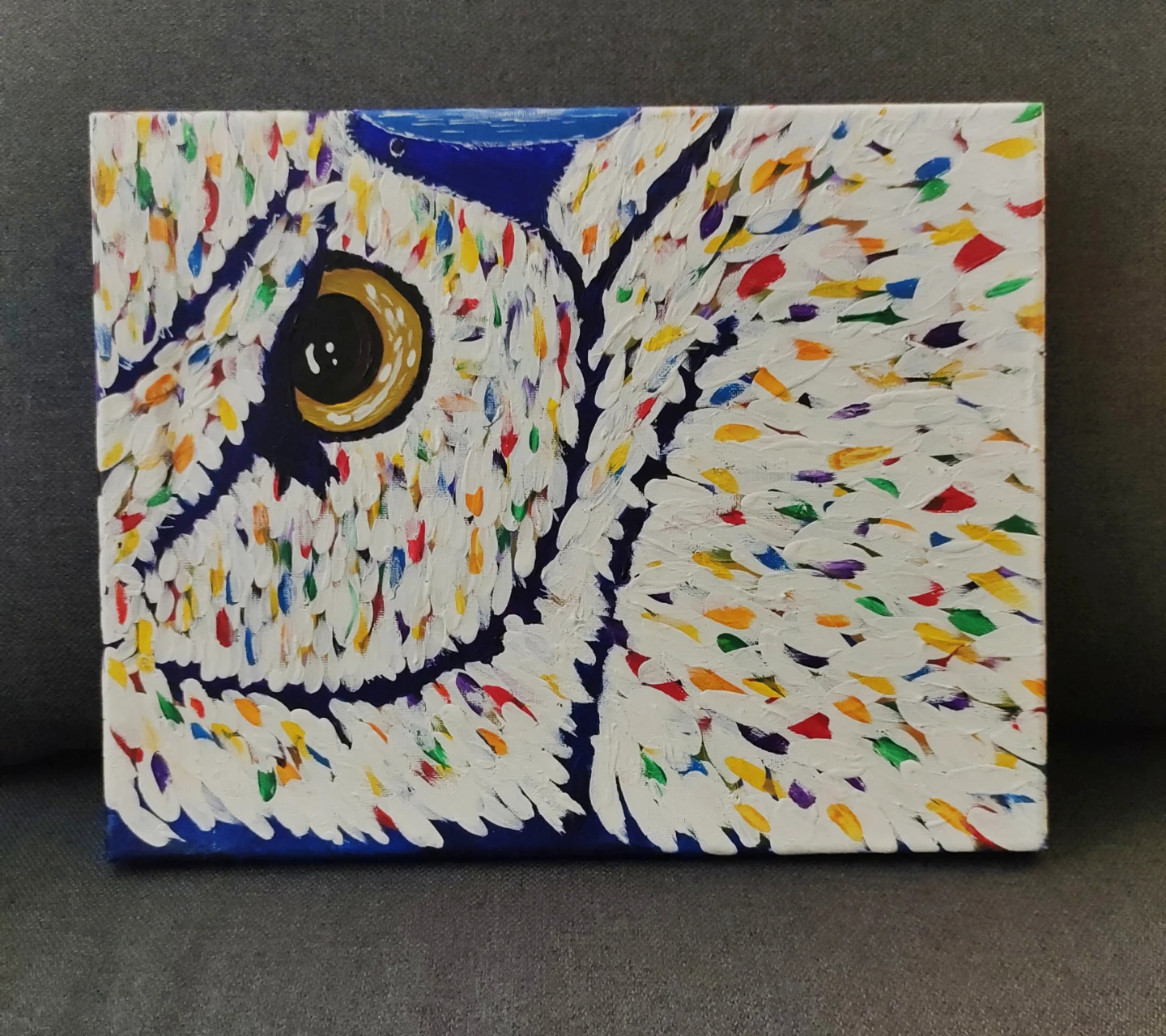 Colorful Owl Painting on Canvas