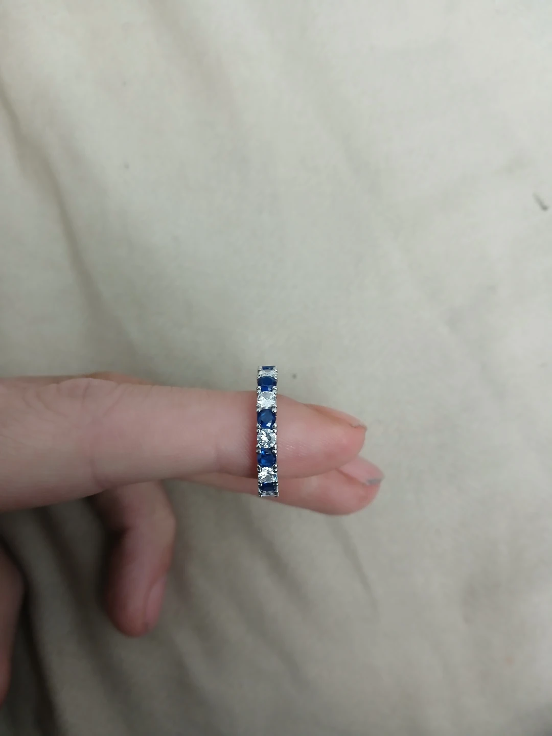 925 Silver And White And Blue Moissanite Ring