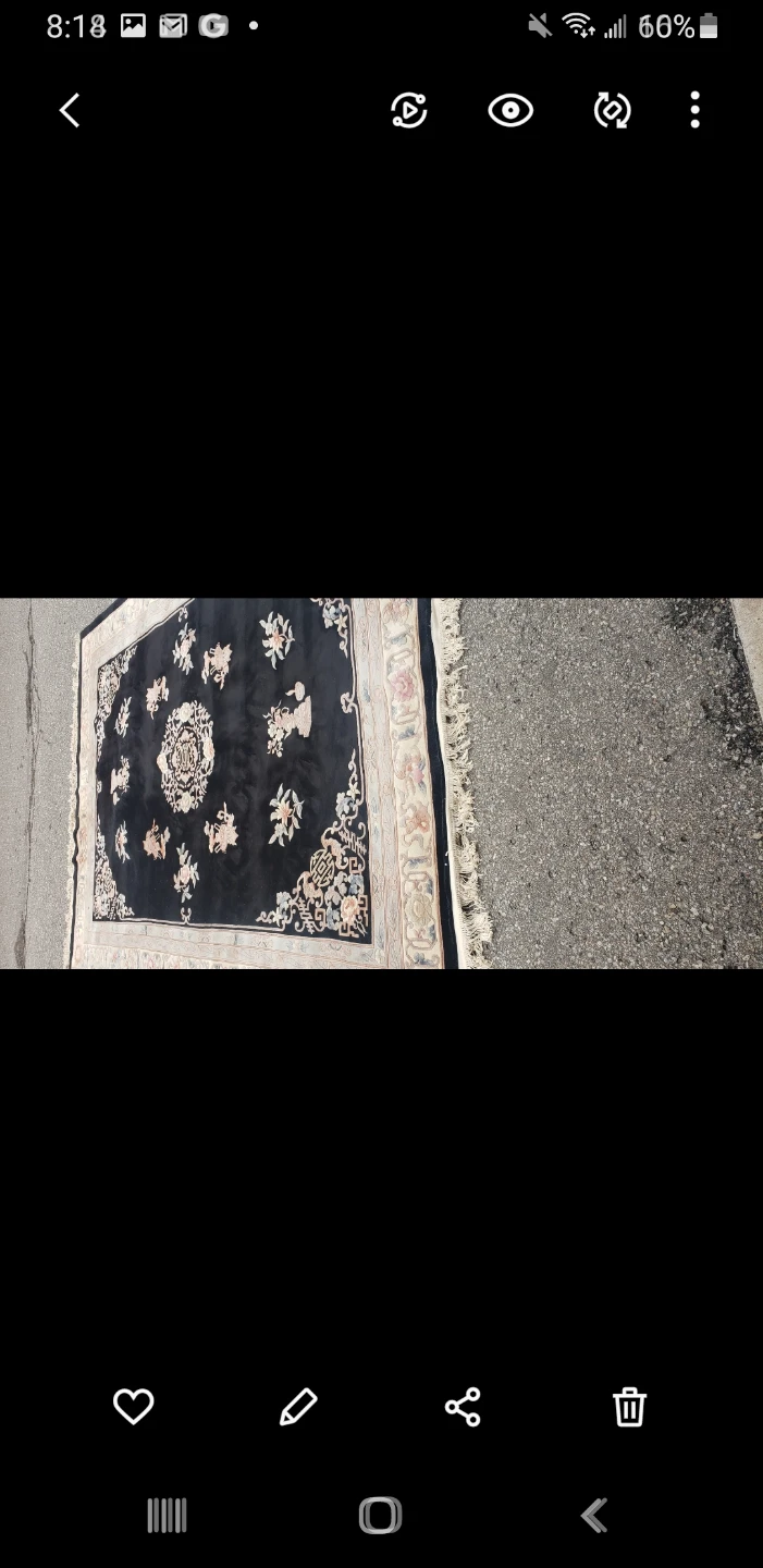 Black Area Rug with Floral Design