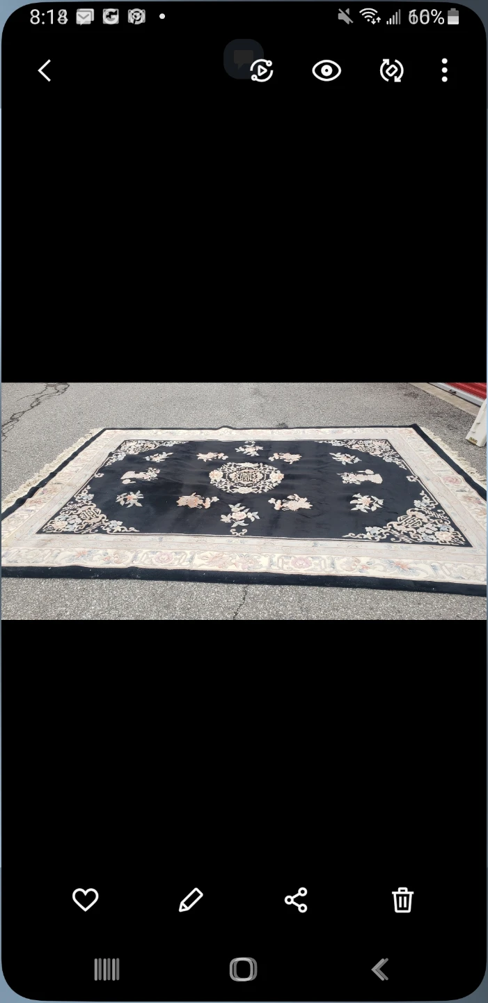 Black Area Rug with Floral Design - photo 2