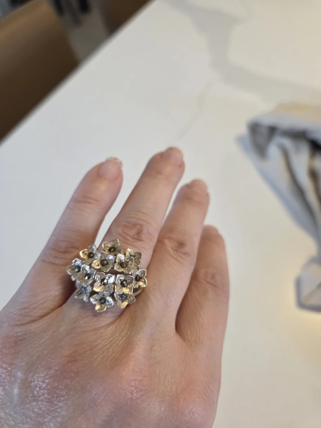 Silver Flower Cluster Ring - photo 2