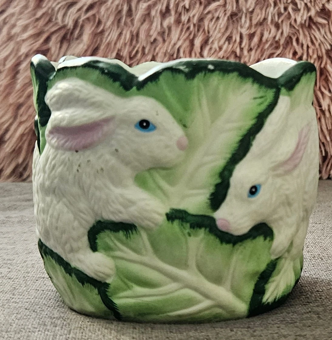 Vintage Ceramic Rabbit Gabbage Planter - photo 2