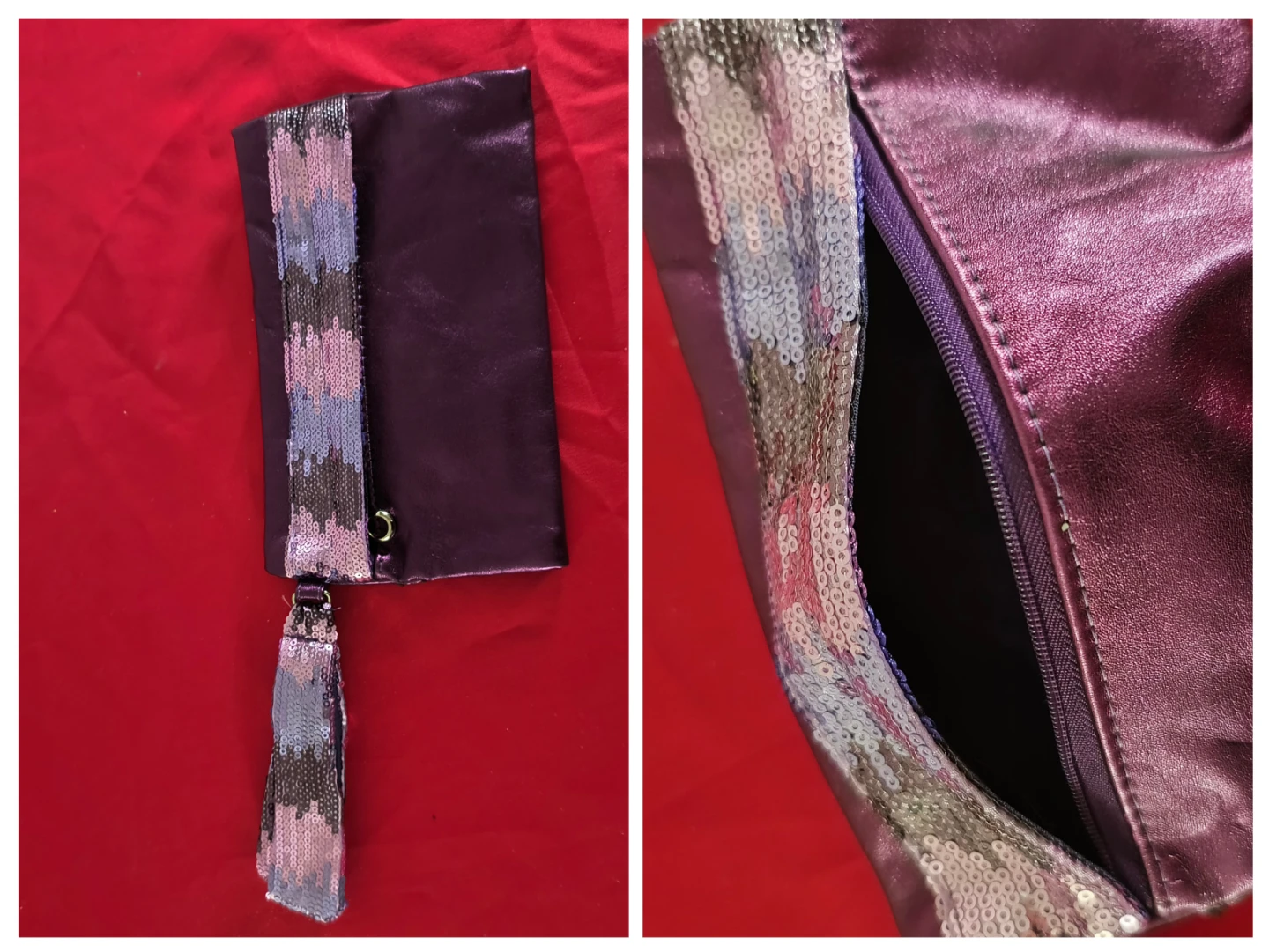 Purple clutch with sequin trim and tassel - photo 3