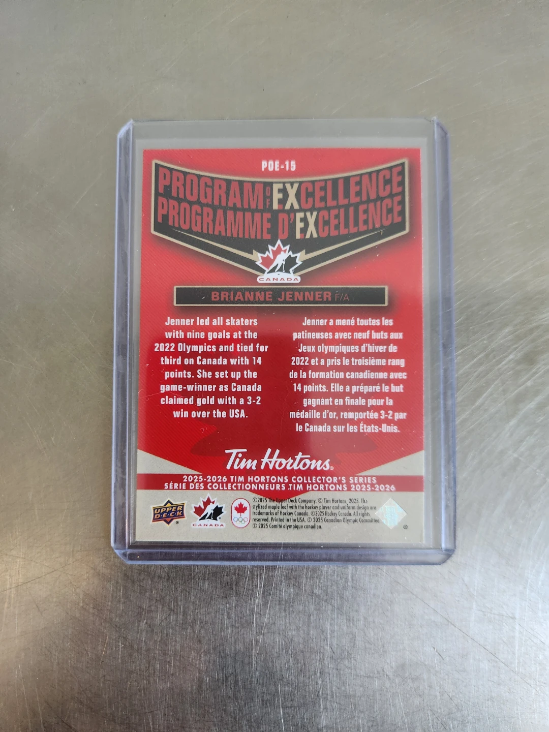 2025-2026 Tim Hortons Upper Deck Brianne Jenner Hockey Card - photo 2