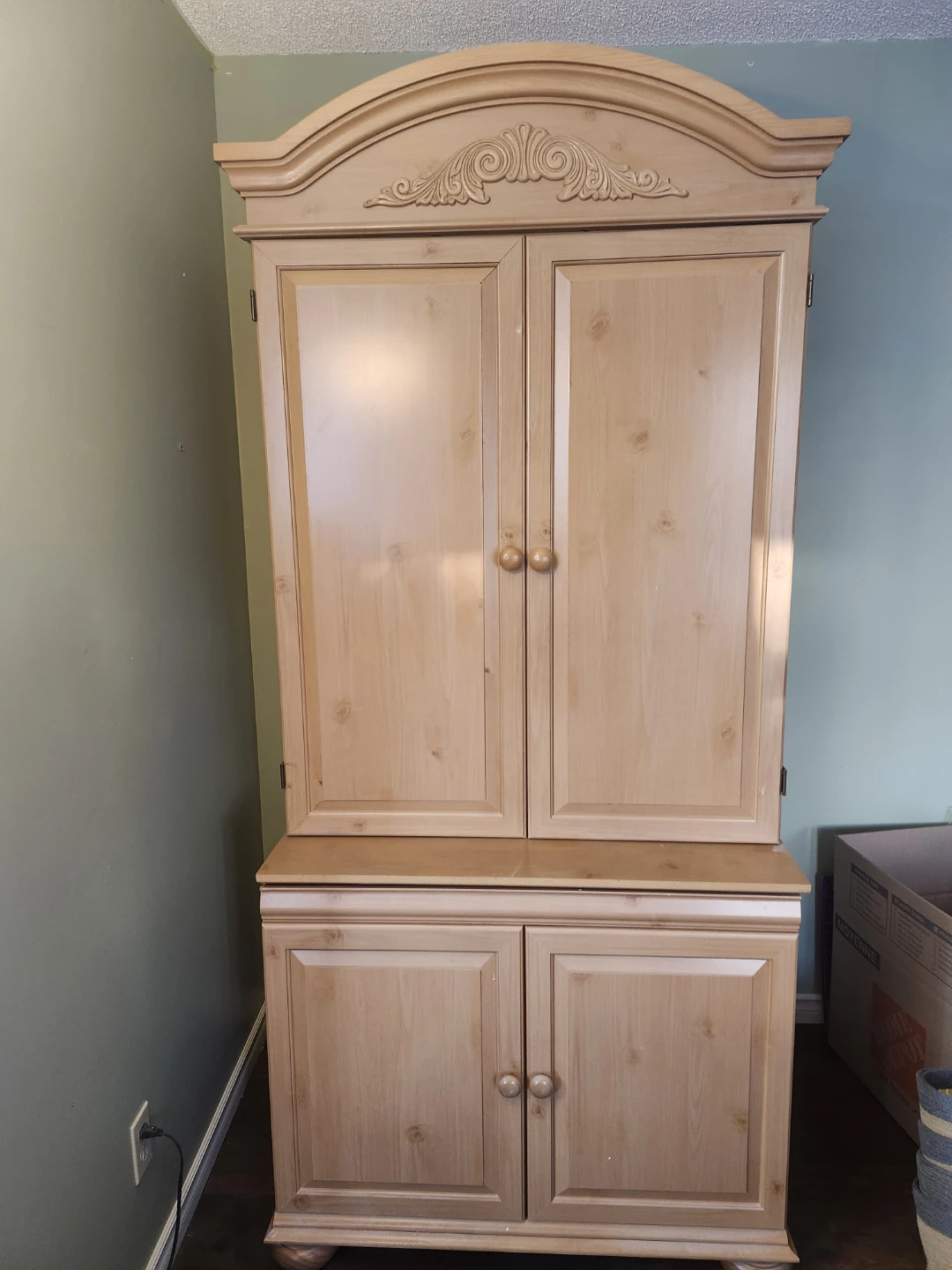 Light Wood Armoire Desk with Shelving - photo 2