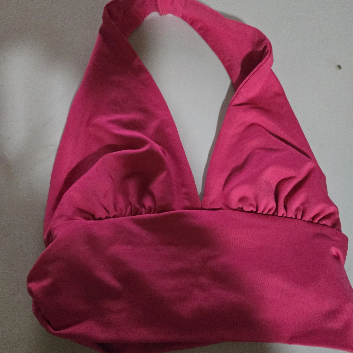 SHEIN Hot Pink Halter Neck Bikini Top