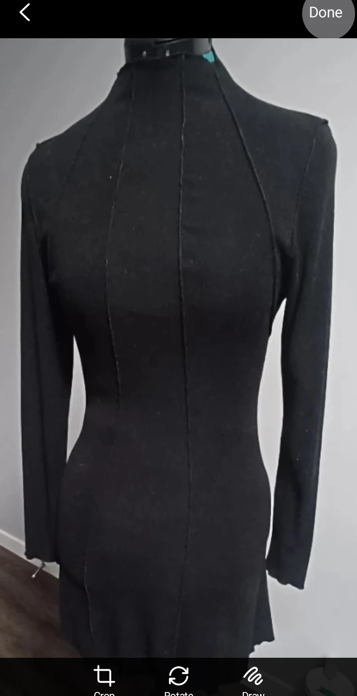 Black Ribbed Mock Neck Long Sleeve Mini Dress - photo 2