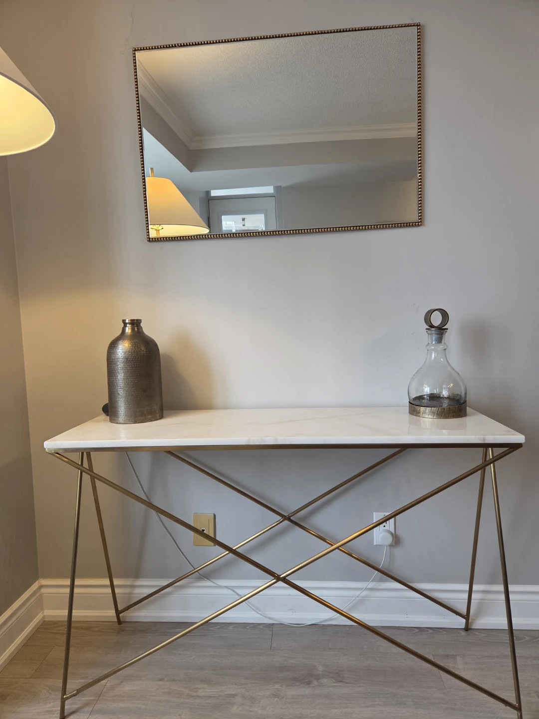 Structube Console Table - White Marble Top with Gold Base
