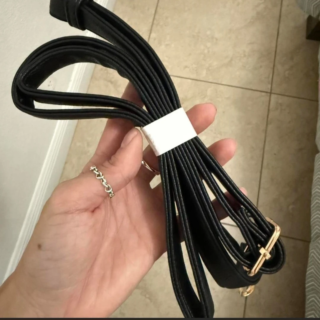 White and Black Handbag with Gold Accents - photo 4
