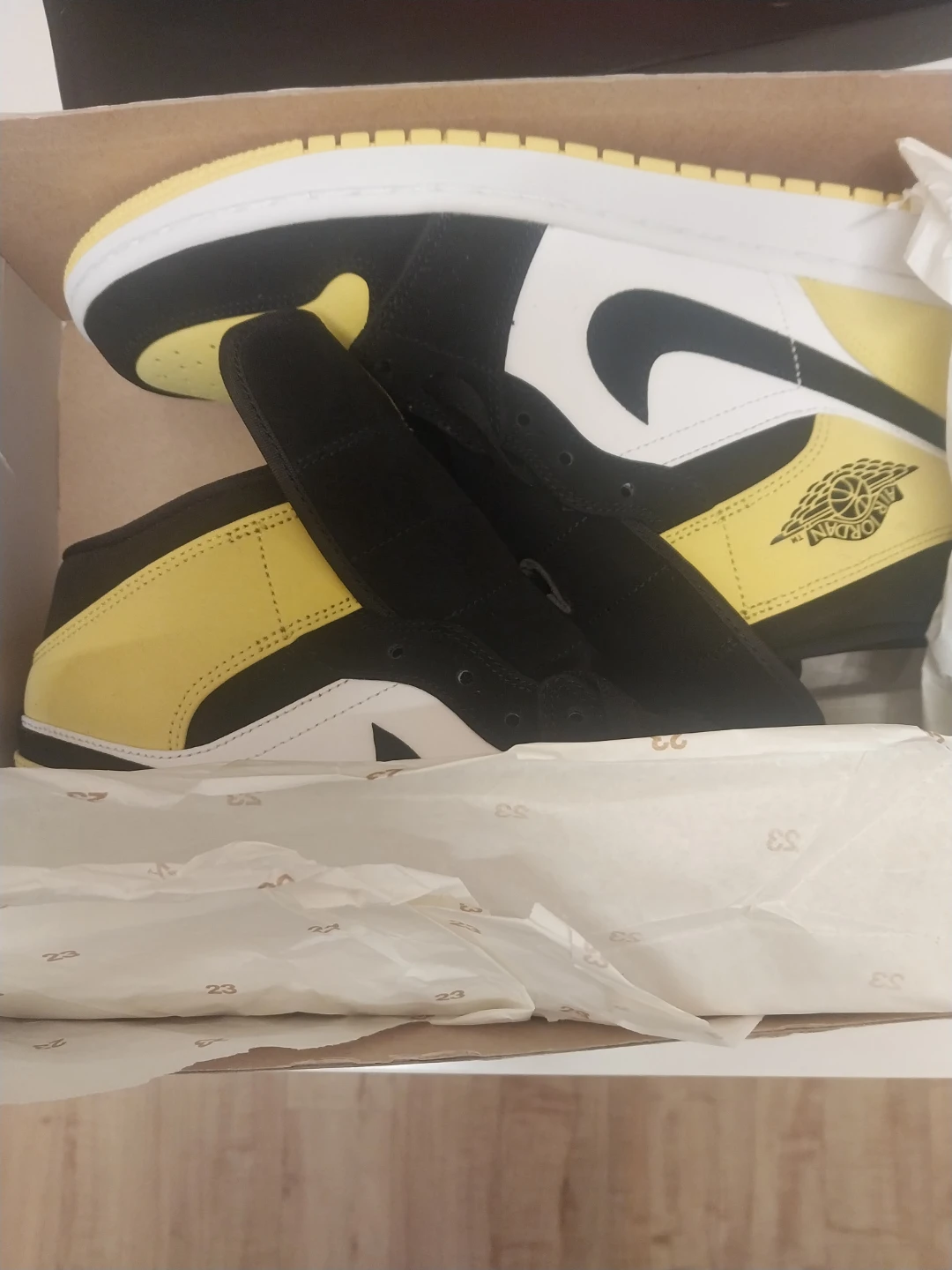 Nike Air Jordan 1 Mid Yellow Black White - photo 5