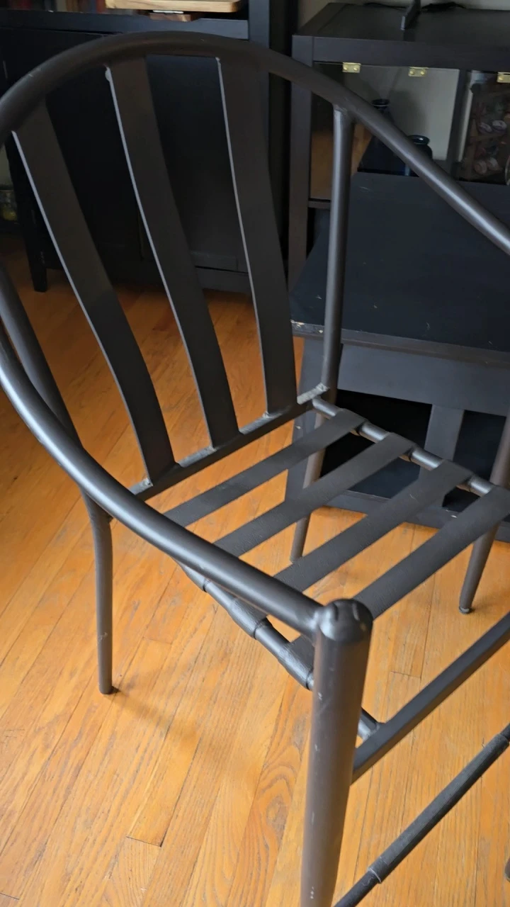Bistro set, 2 iron chairs and 1 table w/glass - photo 4