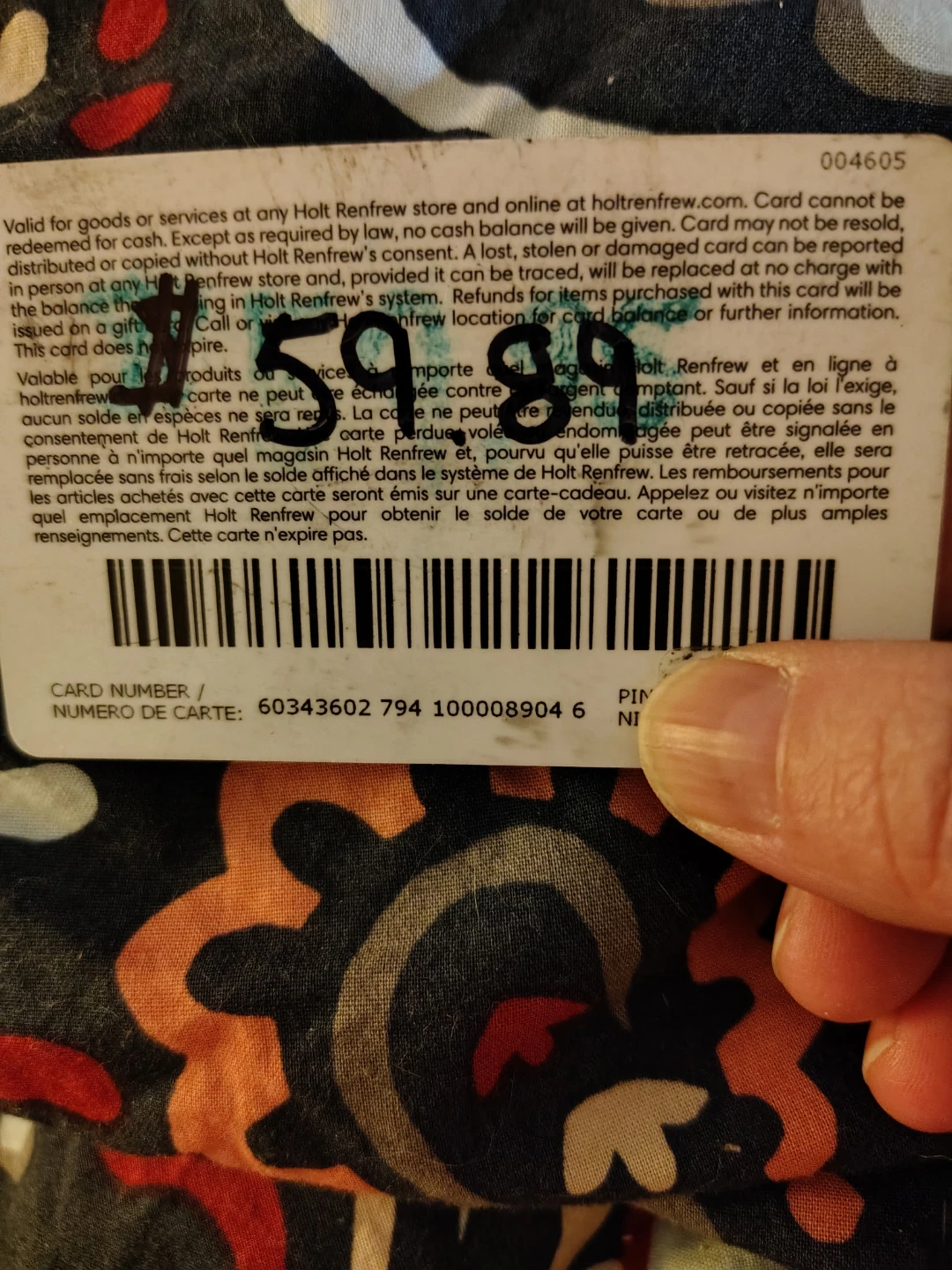 HOLT RENFREW GIFT CARD $59.89 - photo 2