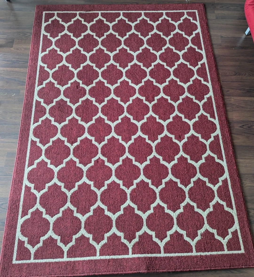 5x7 IKEA Red and White Geometric Pattern Area Rug