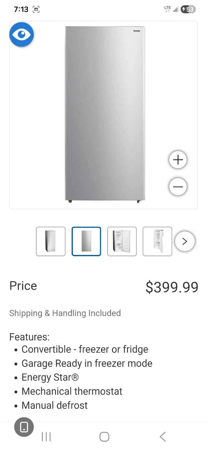 MSRP $399.00 Danby Convertible Freezer or Fridge