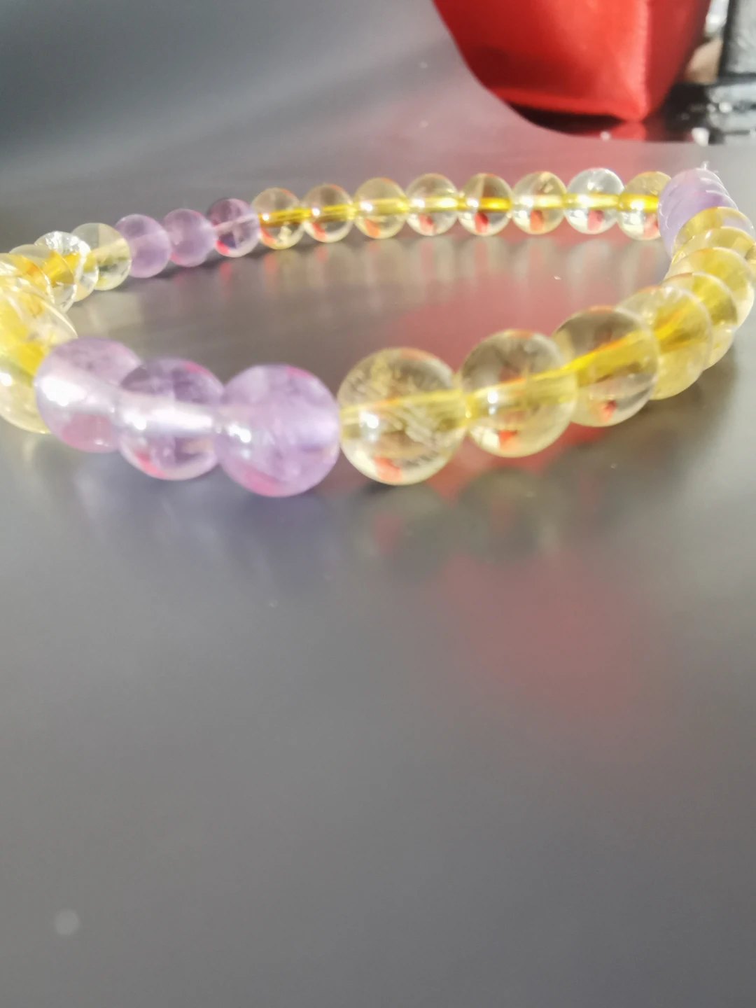 Citrine and Amethyst Clear Bracelet - Medium
