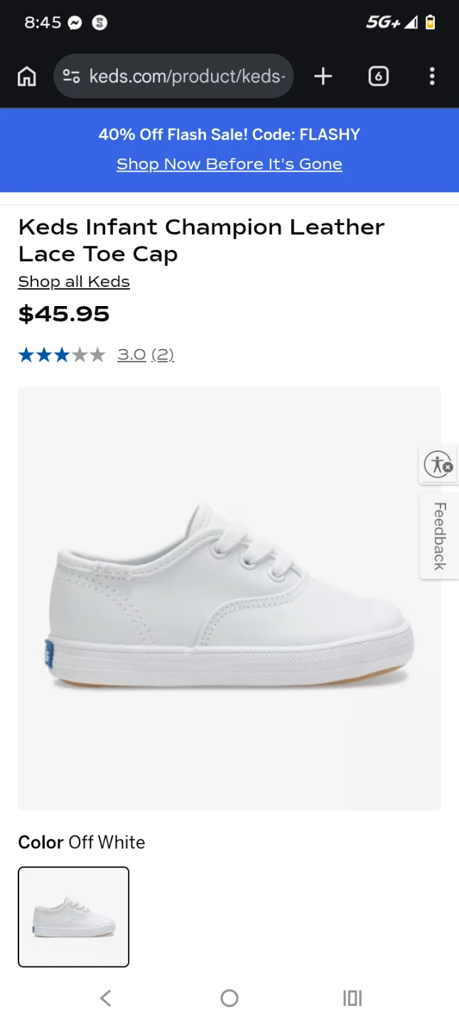 Keds Infant Champion Leather Lace Toe Cap White Shoes - photo 3