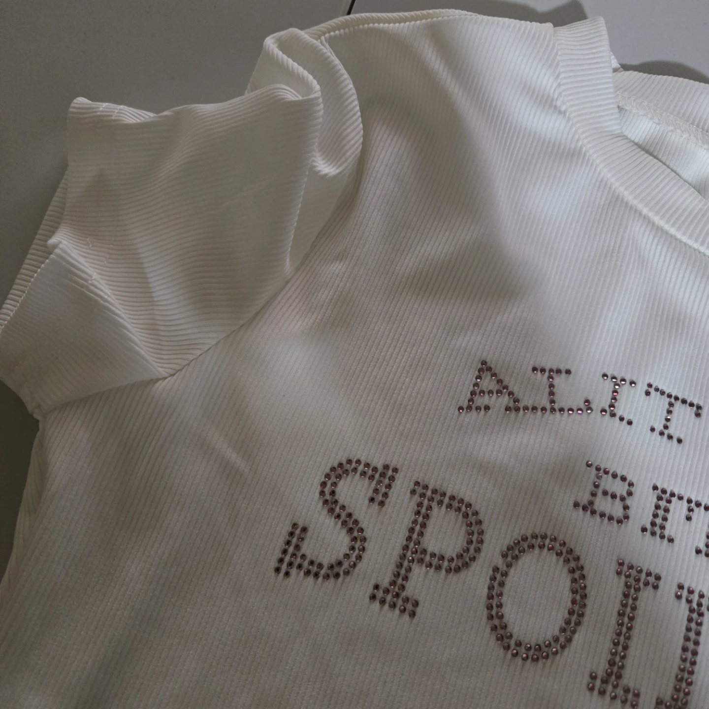 White "A Little Bit Spoiled" Rhinestone Crop Top - photo 3