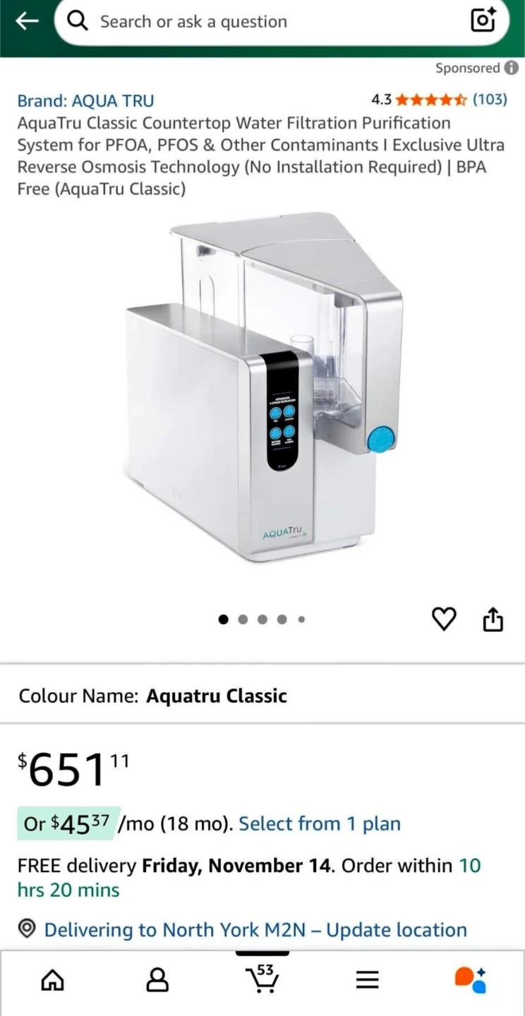 AquaTru Classic Countertop Water Purifier