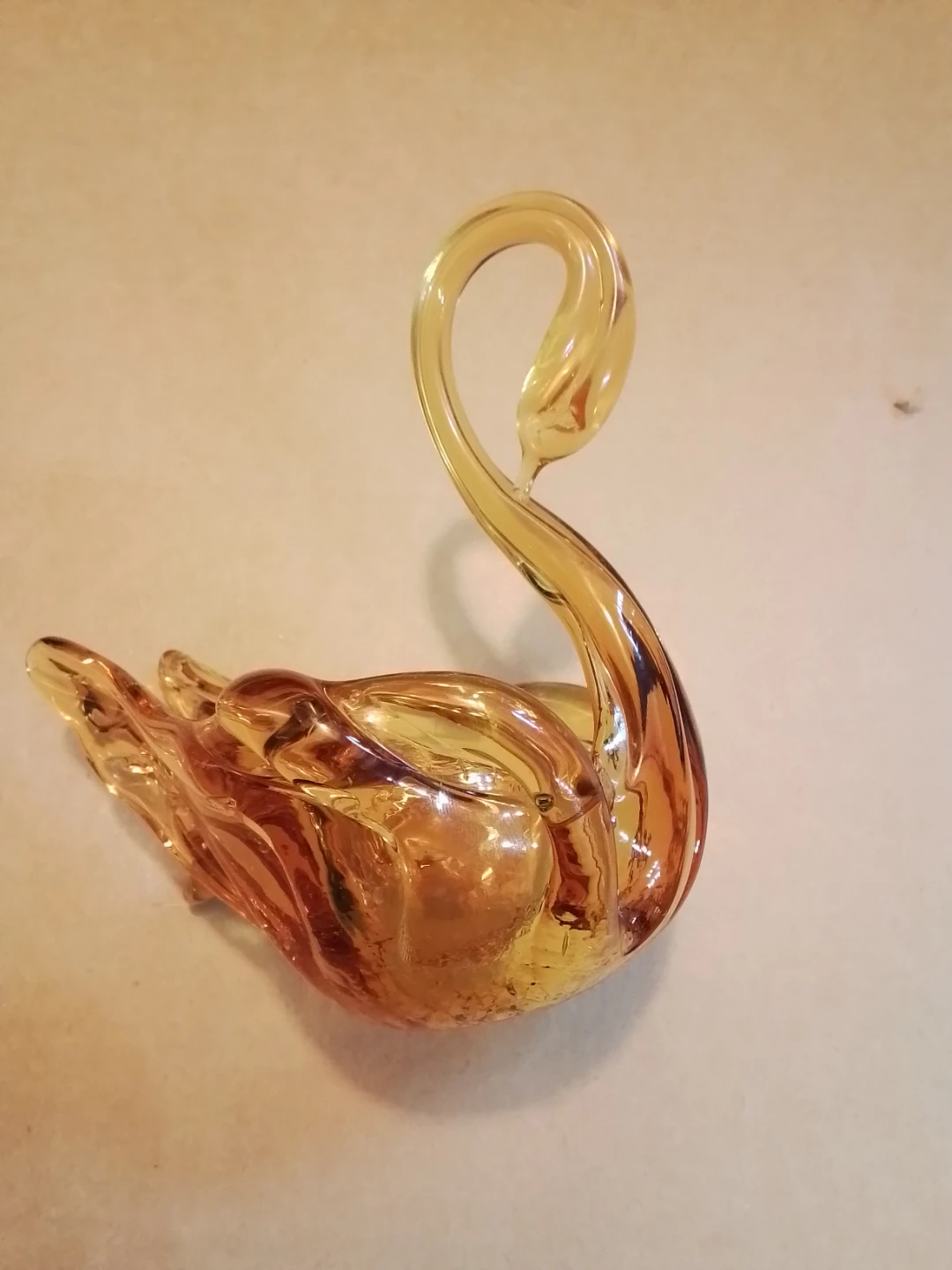 Vintage Hand-Blown Amber Swan Ash Tray - photo 5