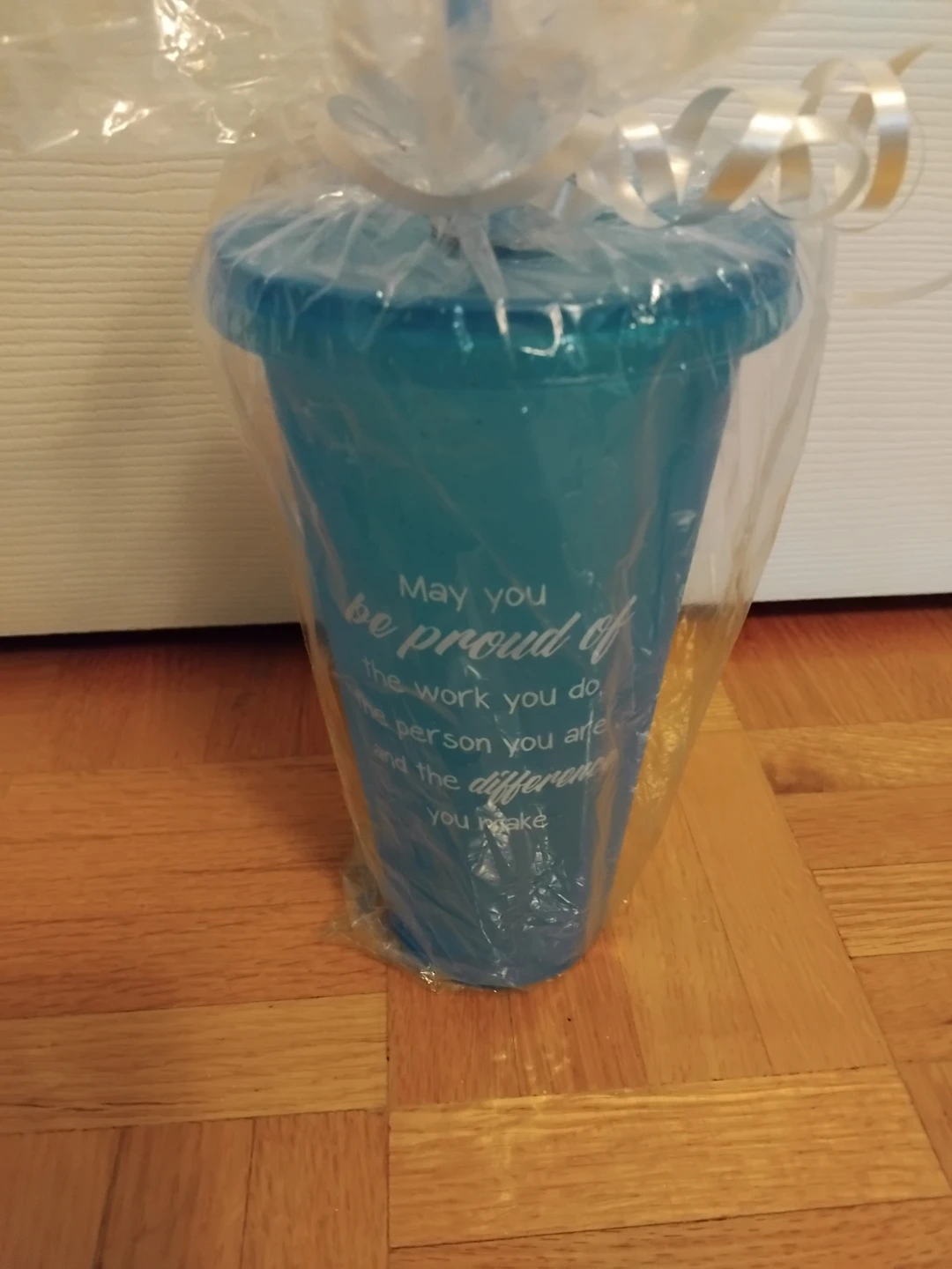 Blue Tumbler with Inspirational Quote