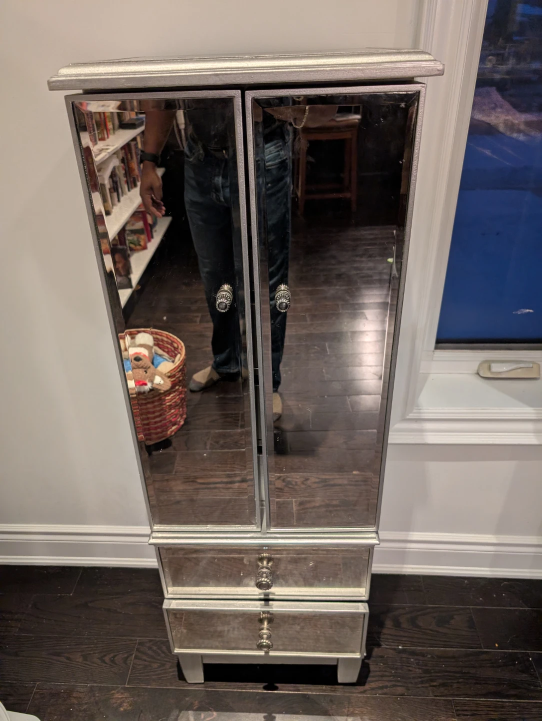 Mirrored Jewelry Armoire with Drawers