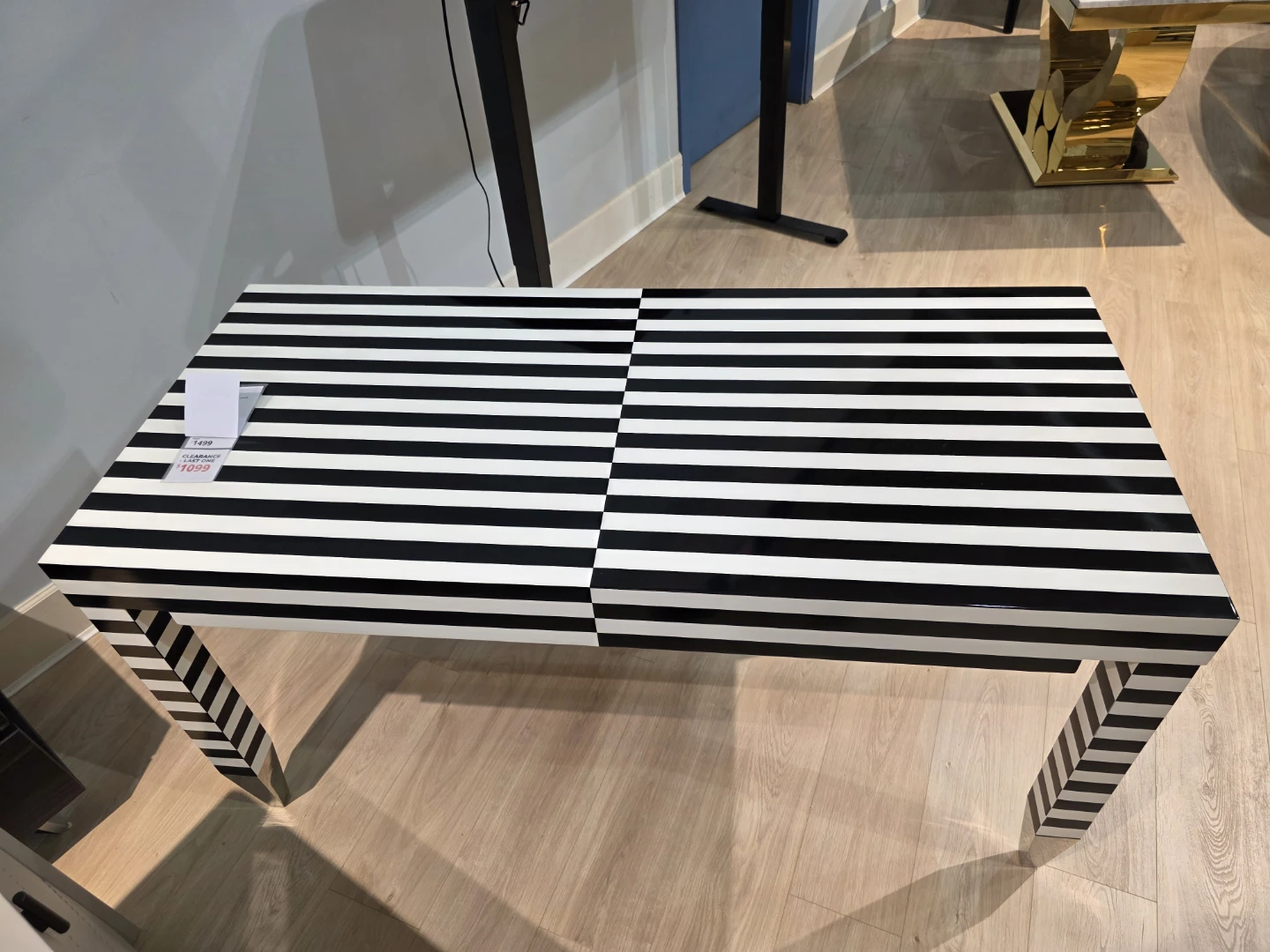 Designer Black and White Striped Desk - photo 2