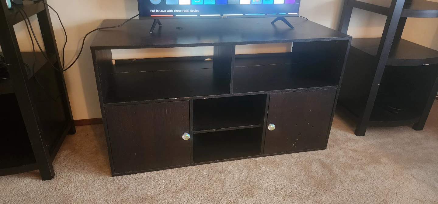 Dark Wood TV Stand with Cabinets