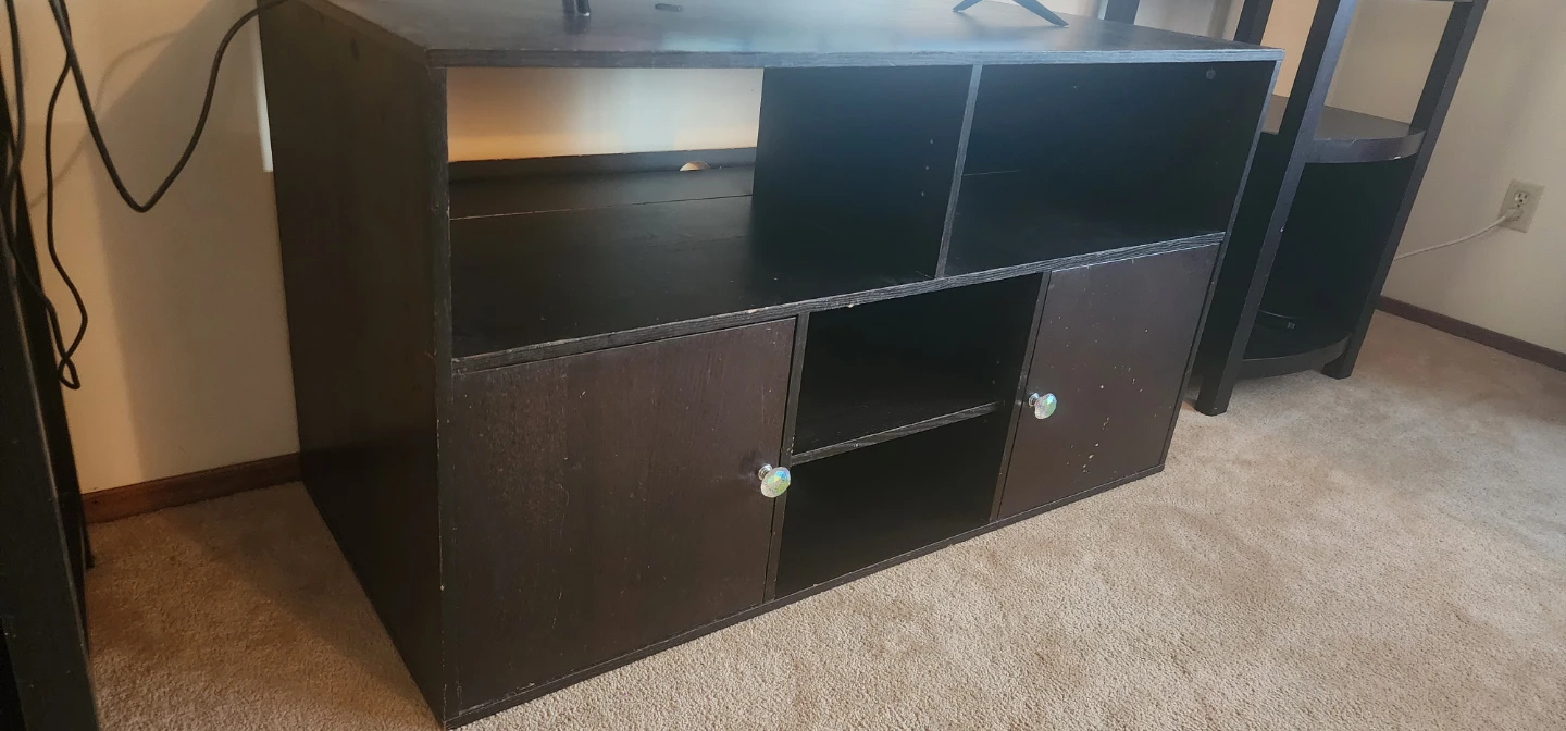 Dark Wood TV Stand with Cabinets - photo 3