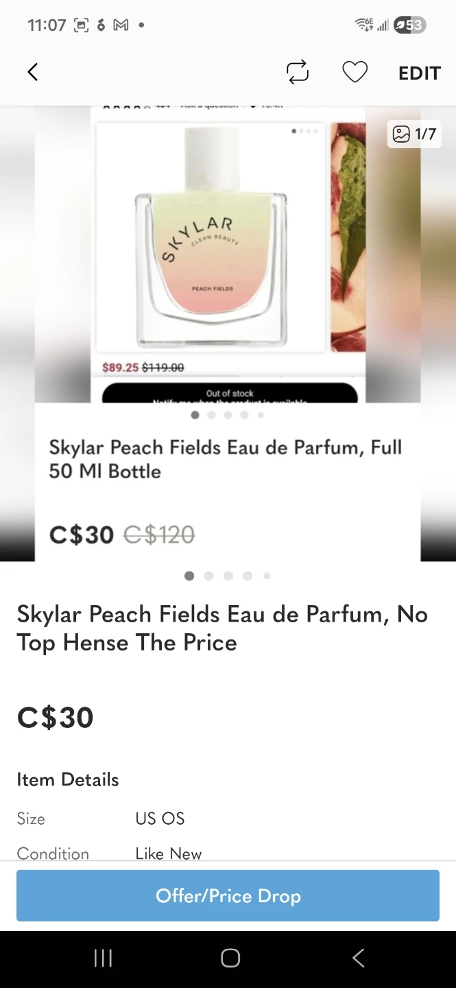 Full bottle  of SKYLAR   perfume