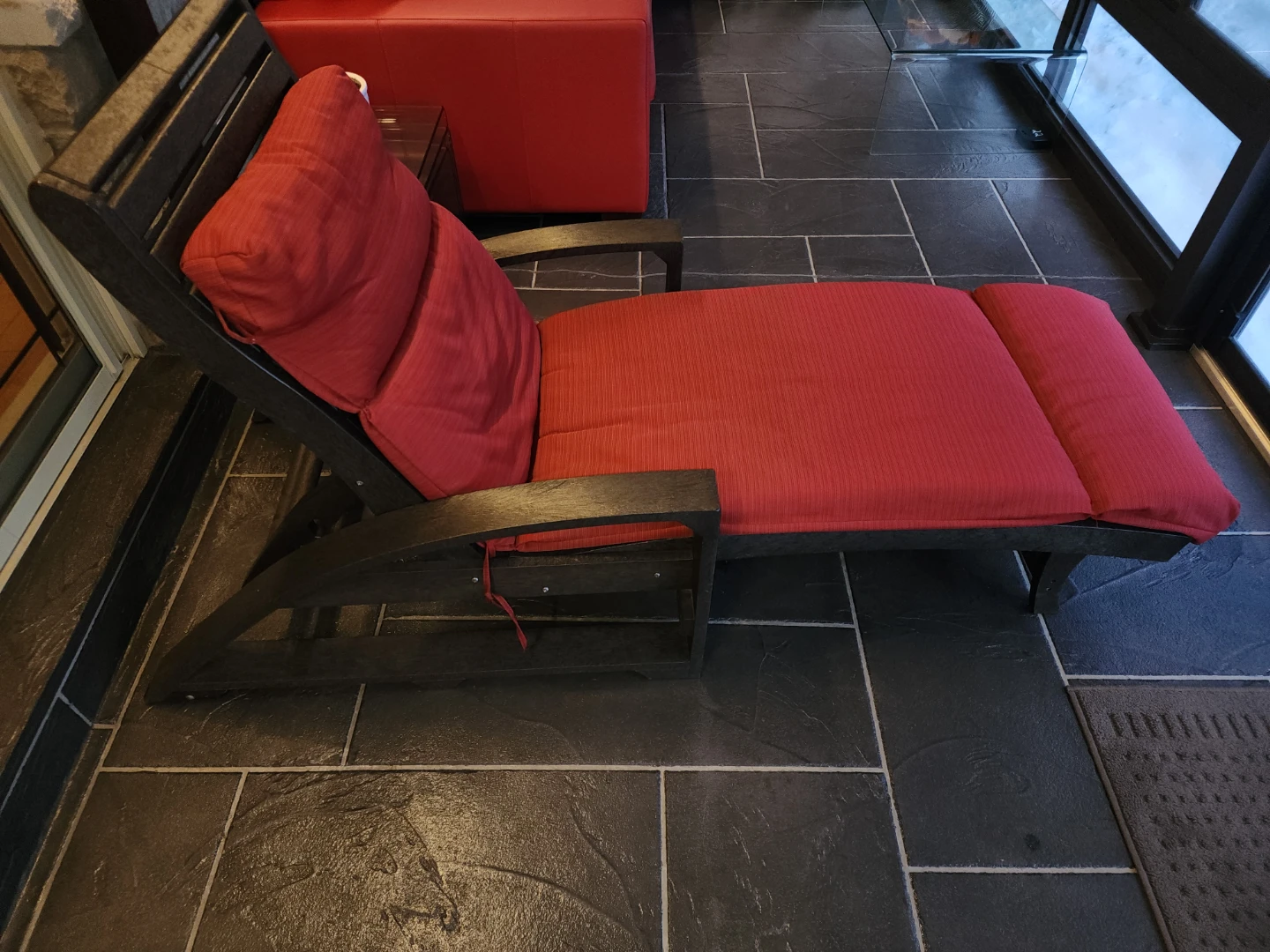 Red Padded Outdoor Chaise Lounge Chair lawn chair