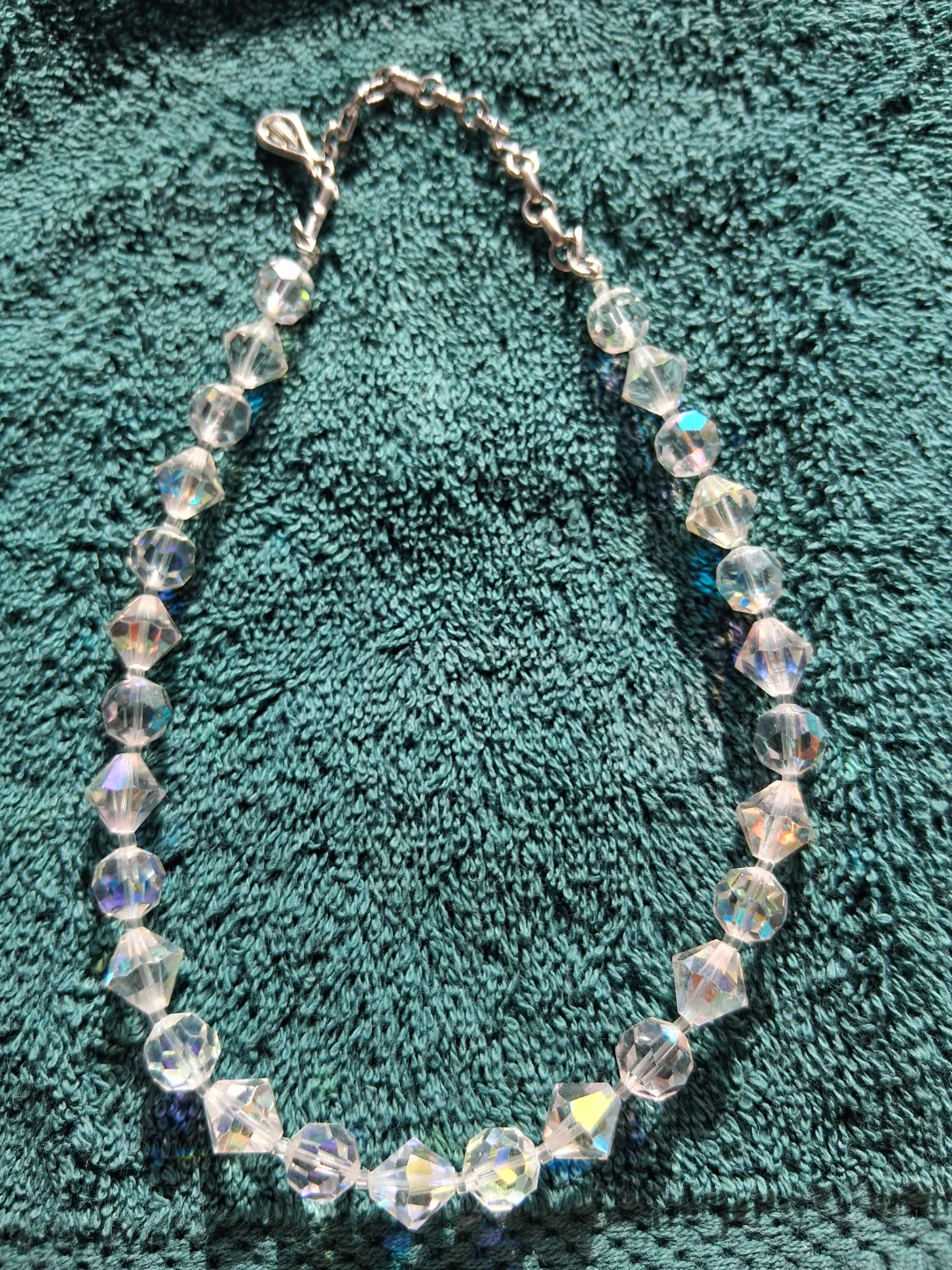Crystal Bead Necklace with Silver Chain