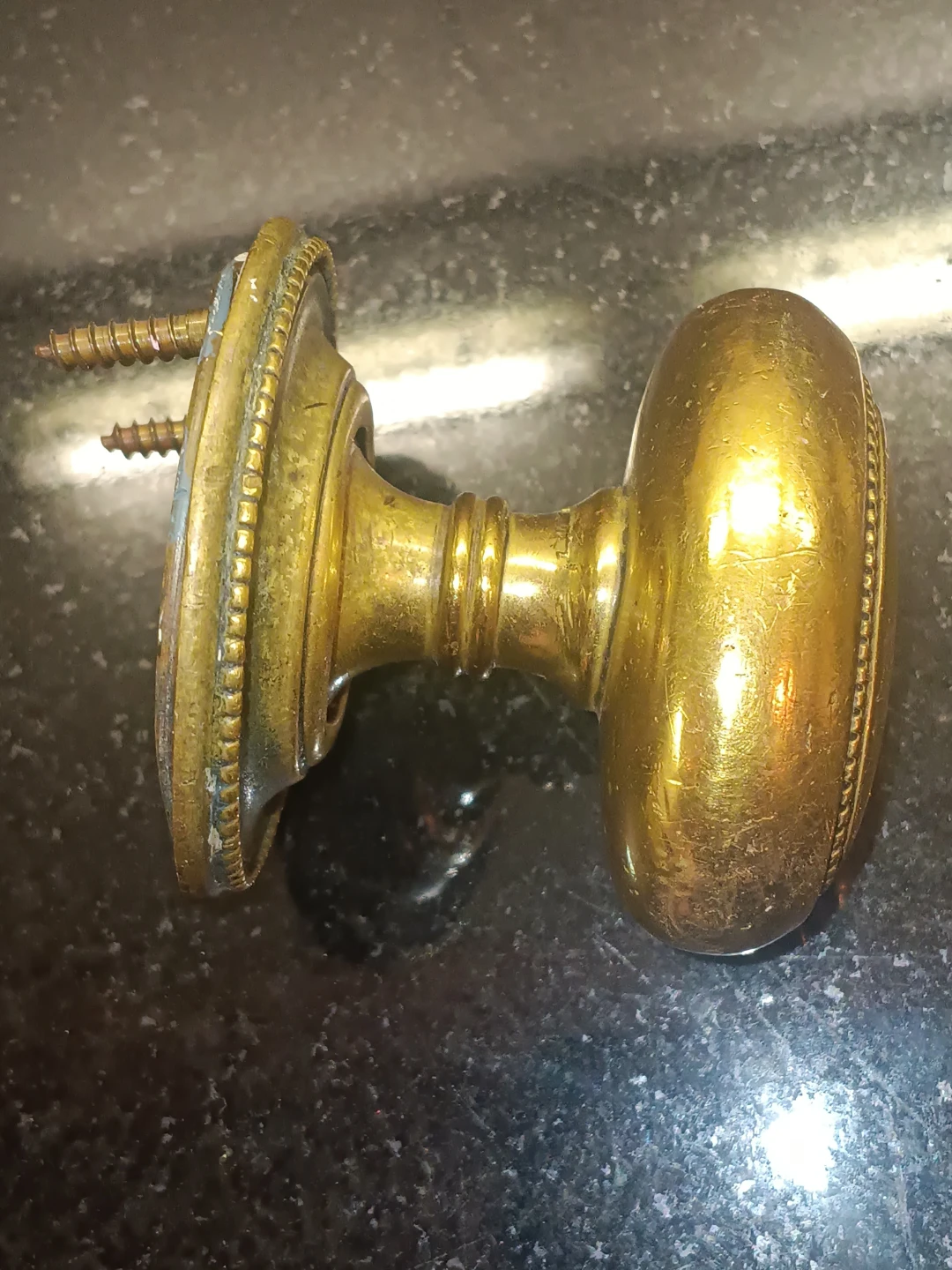 Vintage Brass Oval Door Knob Set - photo 2