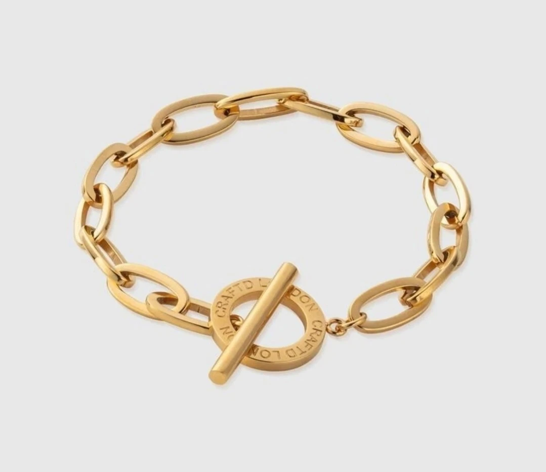 18K Gold Plated Toggle Chain & Belcher Bracelet Set - photo 5