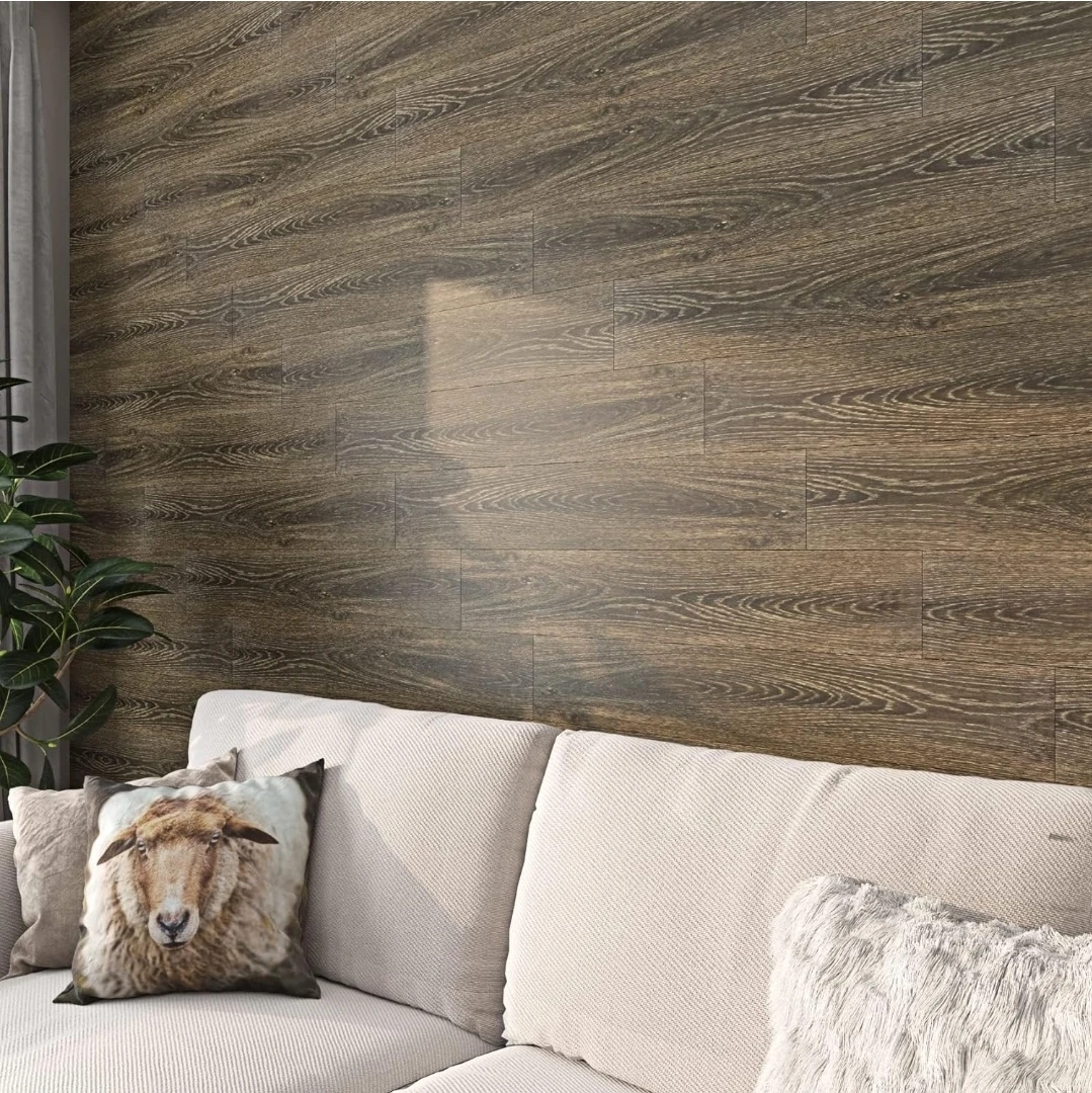 90cm x 15cm Brown Cedar Wood Peel and Stick Floor Tiles (5 Pcs) - photo 3