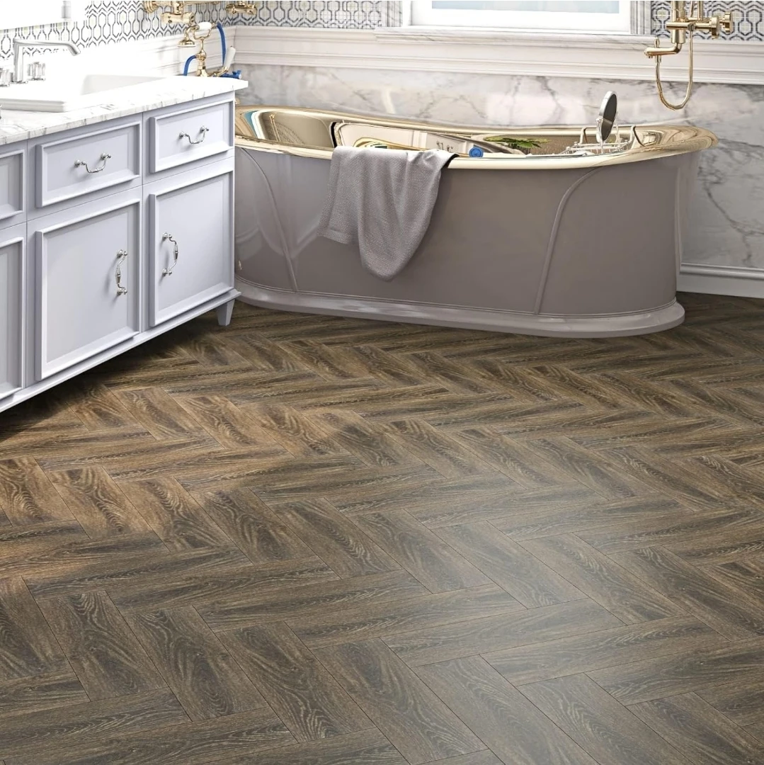 90cm x 15cm Brown Cedar Wood Peel and Stick Floor Tiles (5 Pcs) - photo 5