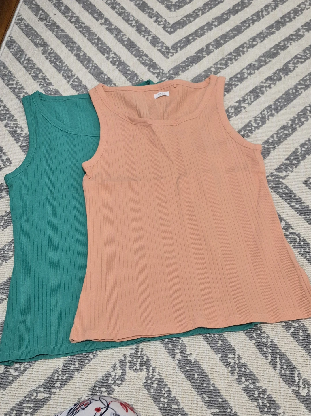Next Girls Ribbed Tank Tops (Peach & Teal)