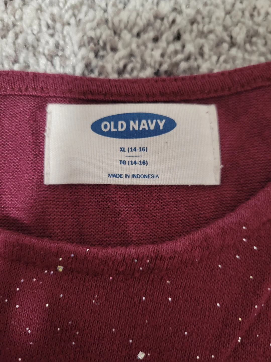 Old Navy Girls Burgundy Sparkle Long Sleeve Top XL (14-16) - photo 2