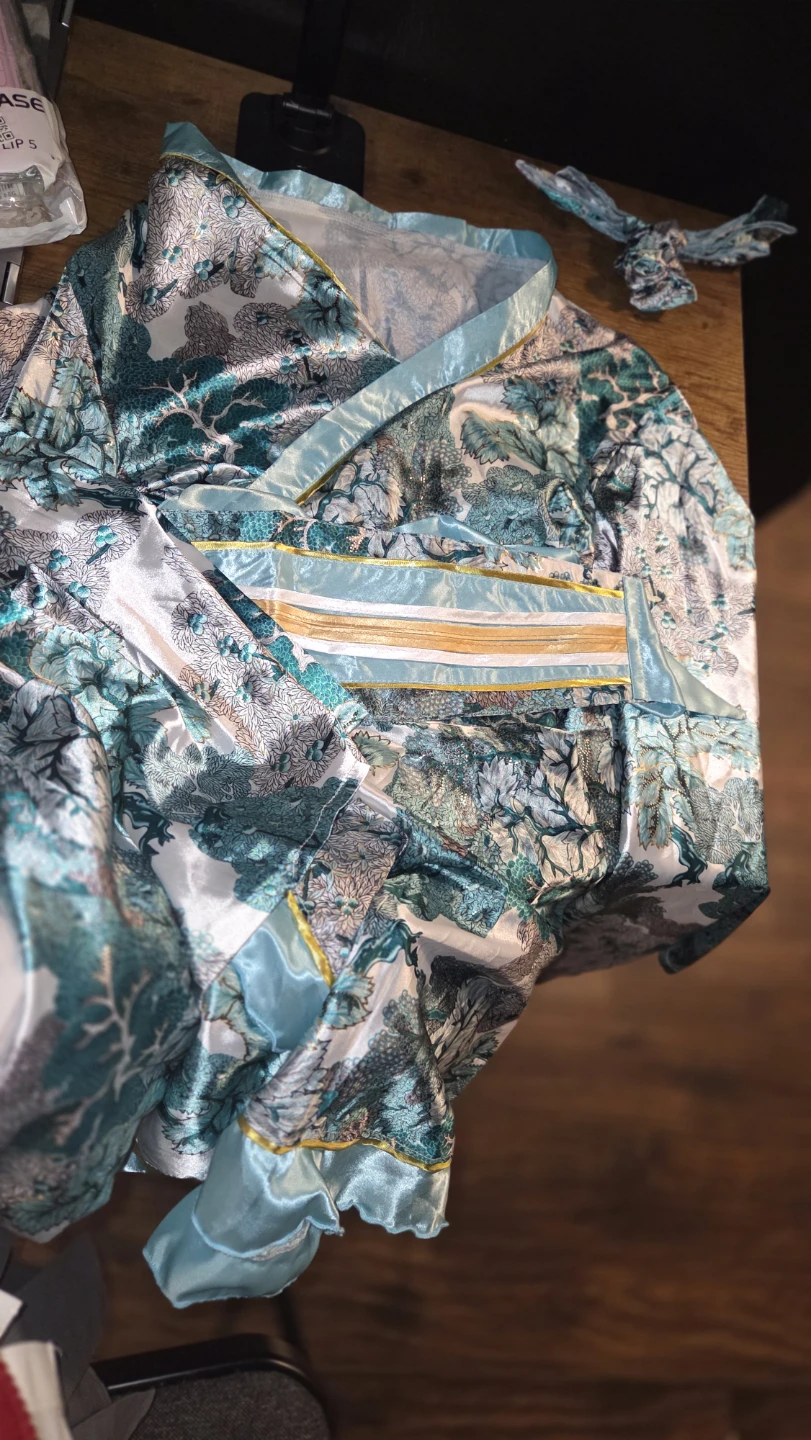 Women's Satin Kimono Robe with Matching Hair Tie