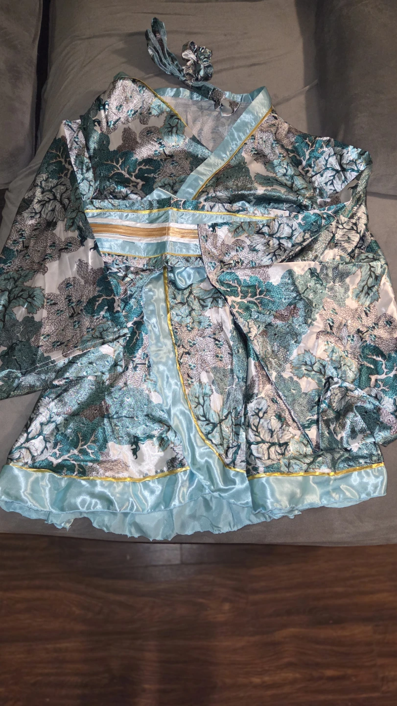 Women's Satin Kimono Robe with Matching Hair Tie - photo 2
