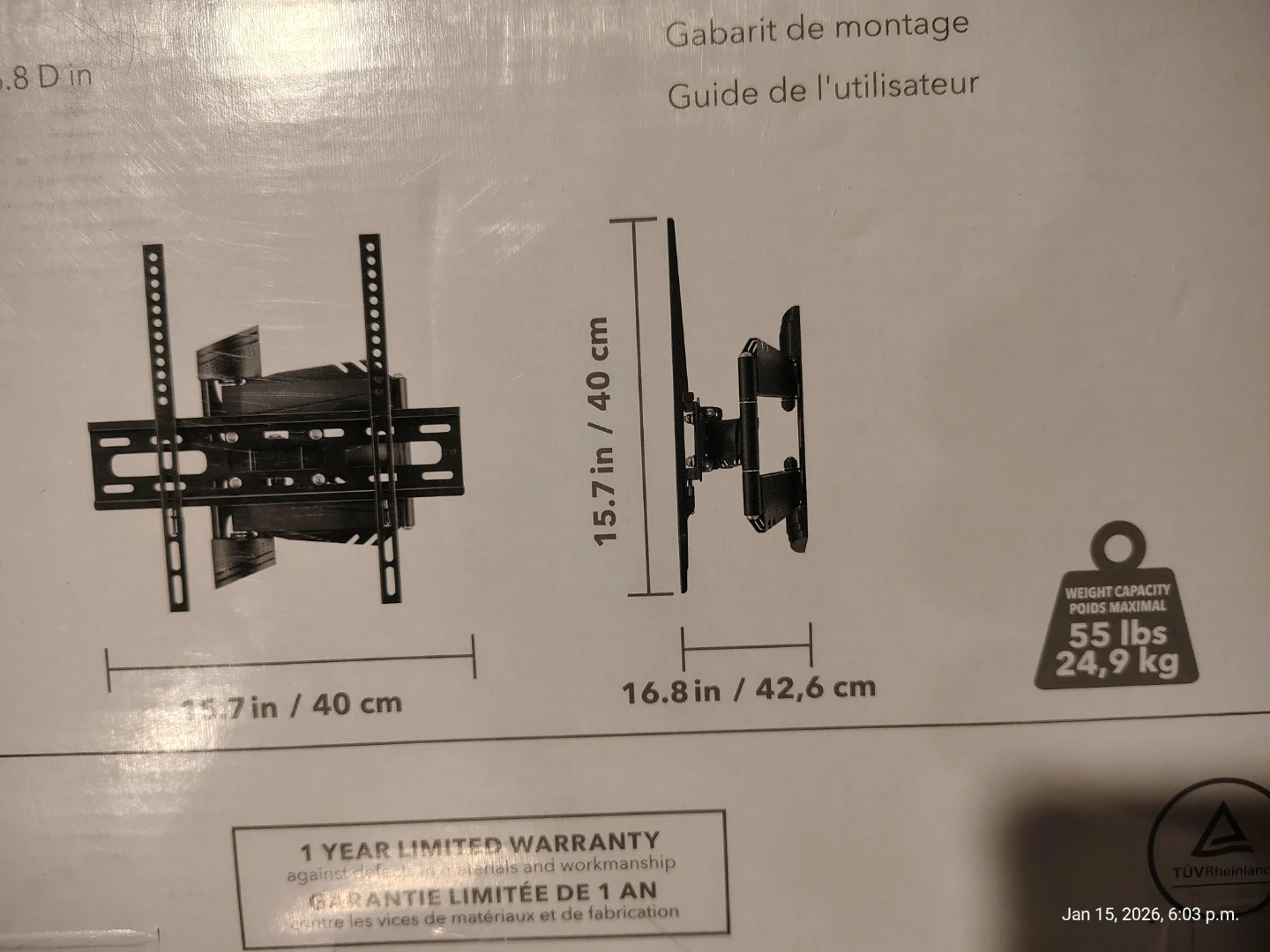 33 to 55 inch Full Motion TV Wall Mount *new* - photo 4
